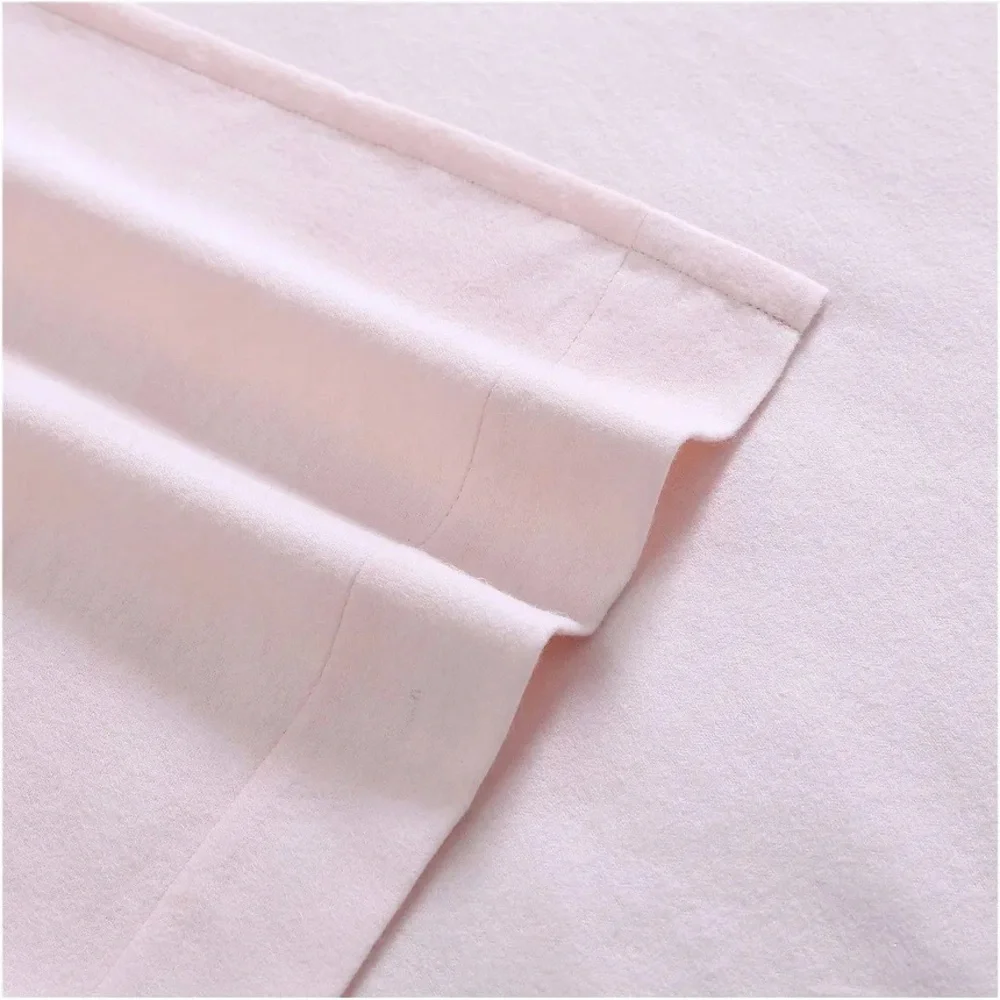 Laura Ashley Flannel Sheets Anti-Pilling & Wrinkle Resistant Cotton,Bright Blush